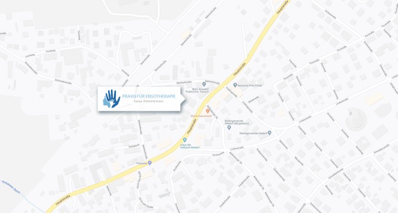 Lageplan: Die Praxis liegt an der Hauptstraße 22A in Diedorf